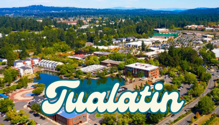 Aerial view of Tualatin Lake at the Commons.